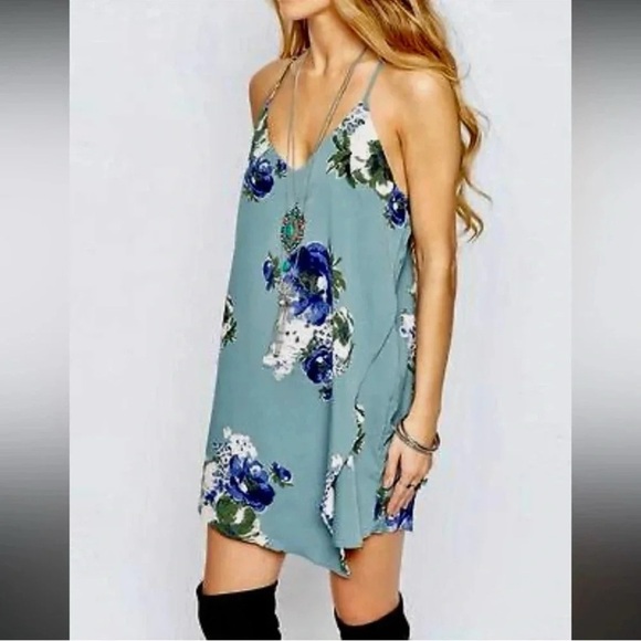 Free People Blue Cascades Mini Dress - Picture 2 of 8